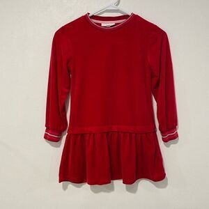 Rockets of Awesome Girls Red Velvet Long Sleeve Drop Waist Dress Size 7